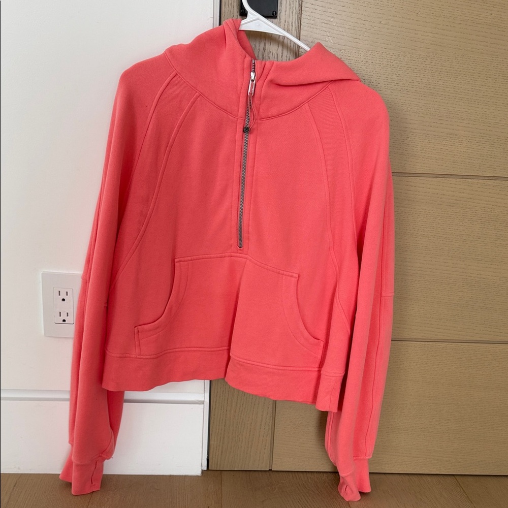 Coral Half-Zip Hoodie Sweatshirt